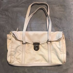 Authentic Prada white leather and nylon bag